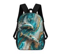 sinyumoney Kids School Backpack 3D Printed Cute Travel Bags Golden Dolphins Dance Art Children Outdoor Casual Daypack Backpacks for Girls Women 17inch
