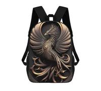 sinyumoney Kids School Backpack 3D Printed Cute Travel Bags Golden Phoenix Artwork Children Outdoor Casual Daypack Backpacks for Girls Women 17inch
