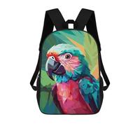 sinyumoney Kids School Backpack 3D Printed Cute Travel Bags Green And Pink Parrot Children Outdoor Casual Daypack Backpacks for Girls Women 17inch