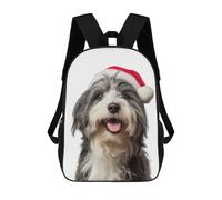 sinyumoney Kids School Backpack 3D Printed Cute Travel Bags Havanese Dog with Santa Hat Portrait Children Outdoor Casual Daypack Backpacks for Girls Women 17inch