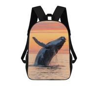 sinyumoney Kids School Backpack 3D Printed Cute Travel Bags Humpback Whale Breaching Sunset Children Outdoor Casual Daypack Backpacks for Girls Women 17inch