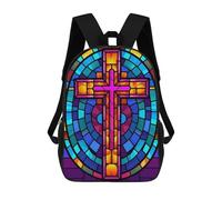 sinyumoney Kids School Backpack 3D Printed Cute Travel Bags Jesus Christ Cross Glass Children Outdoor Casual Daypack Backpacks for Girls Women 17inch