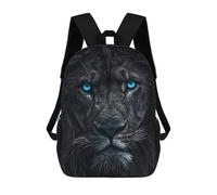 sinyumoney Kids School Backpack 3D Printed Cute Travel Bags Lion Blue And Black Animal Children Outdoor Casual Daypack Backpacks for Girls Women 17inch