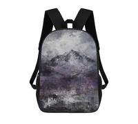 sinyumoney Kids School Backpack 3D Printed Cute Travel Bags Majestic Peaks - Abstract Mountain Landscape in Gray And Purple Tones Children Outdoor Casual Daypack Backpacks for Girls Women 17inch