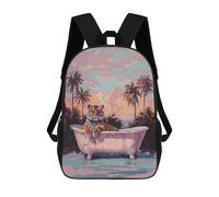 sinyumoney Kids School Backpack 3D Printed Cute Travel Bags Miami Tiger Having Bath Children Outdoor Casual Daypack Backpacks for Girls Women 17inch