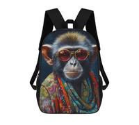 sinyumoney Kids School Backpack 3D Printed Cute Travel Bags Monkey with Sunglasses Children Outdoor Casual Daypack Backpacks for Girls Women 17inch