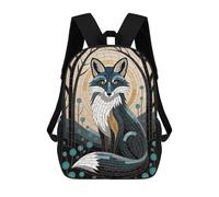sinyumoney Kids School Backpack 3D Printed Cute Travel Bags Mosaic Fox in Forest Children Outdoor Casual Daypack Backpacks for Girls Women 17inch