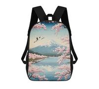 sinyumoney Kids School Backpack 3D Printed Cute Travel Bags Mount Fuji Cherry Blossoms Crane Children Outdoor Casual Daypack Backpacks for Girls Women 17inch