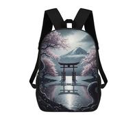 sinyumoney Kids School Backpack 3D Printed Cute Travel Bags Mount Fuji Torii Gate Landscape Children Outdoor Casual Daypack Backpacks for Girls Women 17inch