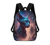 sinyumoney Kids School Backpack 3D Printed Cute Travel Bags Mystical Celestial Feline Children Outdoor Casual Daypack Backpacks for Girls Women 17inch