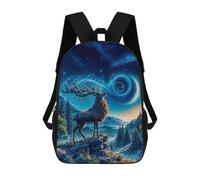 sinyumoney Kids School Backpack 3D Printed Cute Travel Bags Mystical Deer Under Starry Sky Children Outdoor Casual Daypack Backpacks for Girls Women 17inch