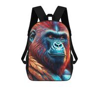 sinyumoney Kids School Backpack 3D Printed Cute Travel Bags Mystical Neon Gorilla Children Outdoor Casual Daypack Backpacks for Girls Women 17inch