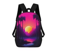 sinyumoney Kids School Backpack 3D Printed Cute Travel Bags Neon Retrowave Rhapsody Children Outdoor Casual Daypack Backpacks for Girls Women 17inch