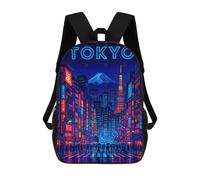 sinyumoney Kids School Backpack 3D Printed Cute Travel Bags Neon Tokyo Cityscape at Night Children Outdoor Casual Daypack Backpacks for Girls Women 17inch