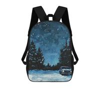 sinyumoney Kids School Backpack 3D Printed Cute Travel Bags Night Drive in The Woods Children Outdoor Casual Daypack Backpacks for Girls Women 17inch