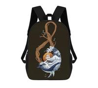 sinyumoney Kids School Backpack 3D Printed Cute Travel Bags Ocean Symphony Treble Clef Brown Children Outdoor Casual Daypack Backpacks for Girls Women 17inch