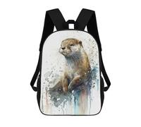 sinyumoney Kids School Backpack 3D Printed Cute Travel Bags Otter Joy Watercolor Children Outdoor Casual Daypack Backpacks for Girls Women 17inch