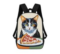 sinyumoney Kids School Backpack 3D Printed Cute Travel Bags Pizza Cat Children Outdoor Casual Daypack Backpacks for Girls Women 17inch