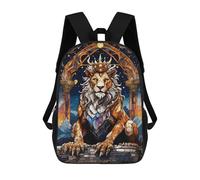 sinyumoney Kids School Backpack 3D Printed Cute Travel Bags Queen Lion Stained Glass Children Outdoor Casual Daypack Backpacks for Girls Women 17inch