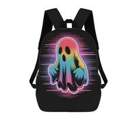 sinyumoney Kids School Backpack 3D Printed Cute Travel Bags Rainbow Ghost with Neon Aura Children Outdoor Casual Daypack Backpacks for Girls Women 17inch