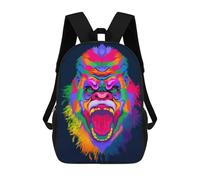 sinyumoney Kids School Backpack 3D Printed Cute Travel Bags Rainbow Gorilla Portrait Children Outdoor Casual Daypack Backpacks for Girls Women 17inch