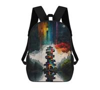 sinyumoney Kids School Backpack 3D Printed Cute Travel Bags Rainbow Tower Reflections Children Outdoor Casual Daypack Backpacks for Girls Women 17inch