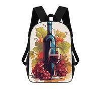 sinyumoney Kids School Backpack 3D Printed Cute Travel Bags Red Wine Children Outdoor Casual Daypack Backpacks for Girls Women 17inch