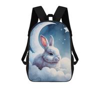 sinyumoney Kids School Backpack 3D Printed Cute Travel Bags Sleepy White Rabbit on Clouds Watercolor Children Outdoor Casual Daypack Backpacks for Girls Women 17inch