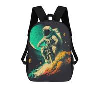 sinyumoney Kids School Backpack 3D Printed Cute Travel Bags Space Motorcycle Adventure -1 Children Outdoor Casual Daypack Backpacks for Girls Women 17inch