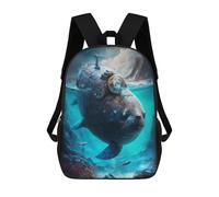 sinyumoney Kids School Backpack 3D Printed Cute Travel Bags Steampunk Seal Submarine Children Outdoor Casual Daypack Backpacks for Girls Women 17inch