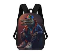 sinyumoney Kids School Backpack 3D Printed Cute Travel Bags Stylish Crocodile in Urban Setting Children Outdoor Casual Daypack Backpacks for Girls Women 17inch