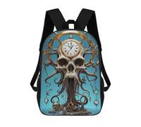 sinyumoney Kids School Backpack 3D Printed Cute Travel Bags Surreal Octopus Skull Time Children Outdoor Casual Daypack Backpacks for Girls Women 17inch