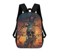 sinyumoney Kids School Backpack 3D Printed Cute Travel Bags Surreal Tree Roots Skull Children Outdoor Casual Daypack Backpacks for Girls Women 17inch