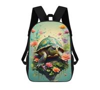sinyumoney Kids School Backpack 3D Printed Cute Travel Bags Turtle in Vintage Colors Children Outdoor Casual Daypack Backpacks for Girls Women 17inch