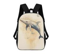 sinyumoney Kids School Backpack 3D Printed Cute Travel Bags Watercolor Whale Big Fish Children Outdoor Casual Daypack Backpacks for Girls Women 17inch