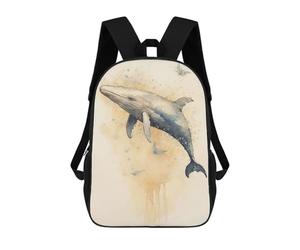 sinyumoney Kids School Backpack 3D Printed Cute Travel Bags Watercolor Whale Big Fish Children Outdoor Casual Daypack Backpacks for Girls Women 17inch