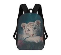 sinyumoney Kids School Backpack 3D Printed Cute Travel Bags White Tiger Cub Portrait Children Outdoor Casual Daypack Backpacks for Girls Women 17inch