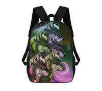 sinyumoney Kids School Backpack 3D Printed Cute Travel Bags Wolf Spirit Artwork Children Outdoor Casual Daypack Backpacks for Girls Women 17inch