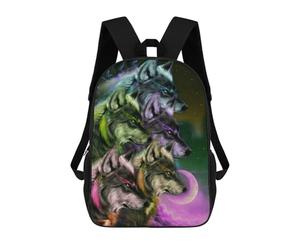 sinyumoney Kids School Backpack 3D Printed Cute Travel Bags Wolf Spirit Artwork Children Outdoor Casual Daypack Backpacks for Girls Women 17inch