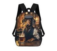 sinyumoney Kids School Backpack 3D Printed Dachshund in The Pub Backpack Rucksack Sports Backpacks For Boys And Girls Fashion Knapsack 17inch