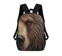 sinyumoney Kids School Backpack 3D Printed Detailed Brown Grizzly Bear Portrait Backpack Rucksack Sports Backpacks For Boys And Girls Fashion Knapsack 17inch