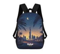 sinyumoney Kids School Backpack 3D Printed Dubai Skyline at Night Backpack Rucksack Sports Backpacks for Boys And Girls Fashion Knapsack 17inch