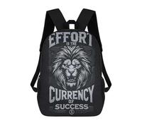 sinyumoney Kids School Backpack 3D Printed Effort Is Currency of Success, Lion Motivation 17 Inch Backpack Rucksack Sports Backpacks for Boys And Girls Fashion Knapsack
