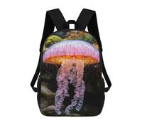 sinyumoney Kids School Backpack 3D Printed Elegant Jellyfish in Ocean Depths 17 Inch Backpack Rucksack Sports Backpacks for Boys And Girls Fashion Knapsack