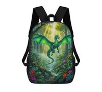 sinyumoney Kids School Backpack 3D Printed Emerald Dragon in Lush Jungle 17 Inch Backpack Rucksack Sports Backpacks for Boys And Girls Fashion Knapsack