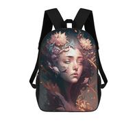 sinyumoney Kids School Backpack 3D Printed Enchanted Floral Portrait -2 Backpack Rucksack Sports Backpacks For Boys And Girls Fashion Knapsack 17inch