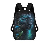 sinyumoney Kids School Backpack 3D Printed Enchanted Leopard with Blue Flowers 17 Inch Backpack Rucksack Sports Backpacks for Boys And Girls Fashion Knapsack