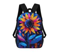 sinyumoney Kids School Backpack 3D Printed Expressionist Geometry Sunflower - Vibrant Abstract Floral Art Backpack Rucksack Sports Backpacks For Boys And Girls Fashion Knapsack 17inch