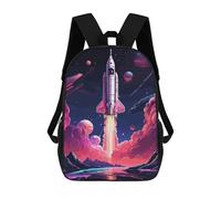 sinyumoney Kids School Backpack 3D Printed Fantasy Rocket Space Backpack Rucksack Sports Backpacks for Boys And Girls Fashion Knapsack 17inch
