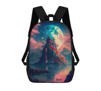 sinyumoney Kids School Backpack 3D Printed Fantasy Village of Therock Backpack Rucksack Sports Backpacks For Boys And Girls Fashion Knapsack 17inch